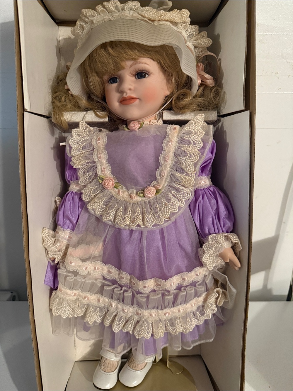 Dynasty Doll collection Porcelain Doll in Lavender Dress